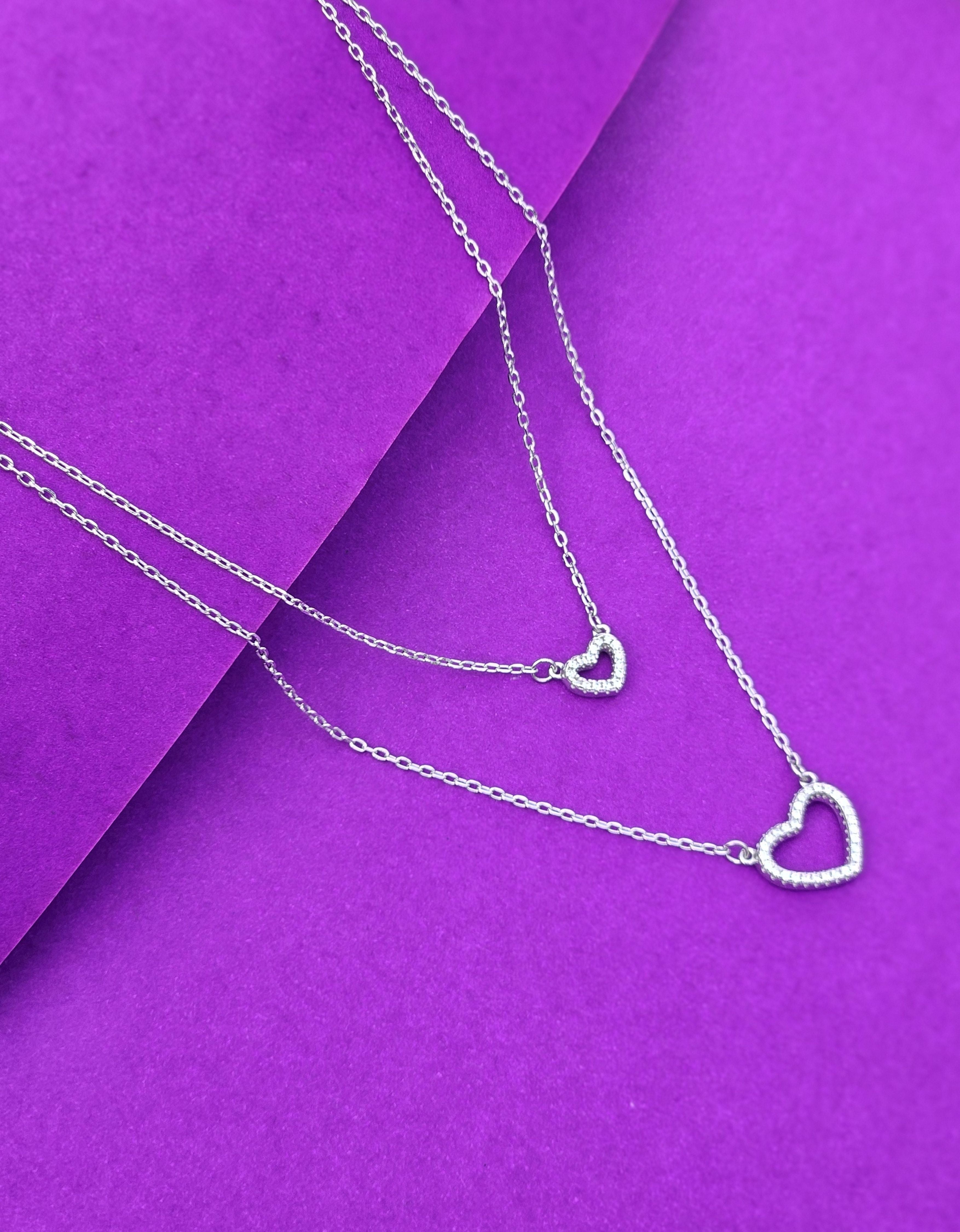 Silver Dual Layer Heart Necklace