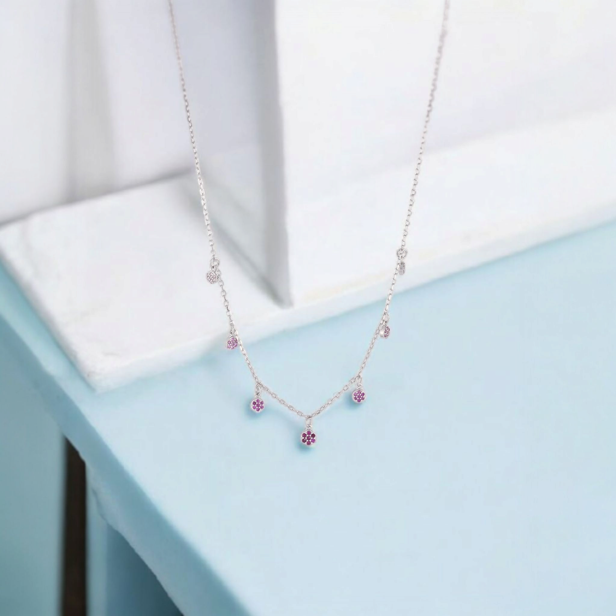 Silver Purple zircons Fantasy Necklace