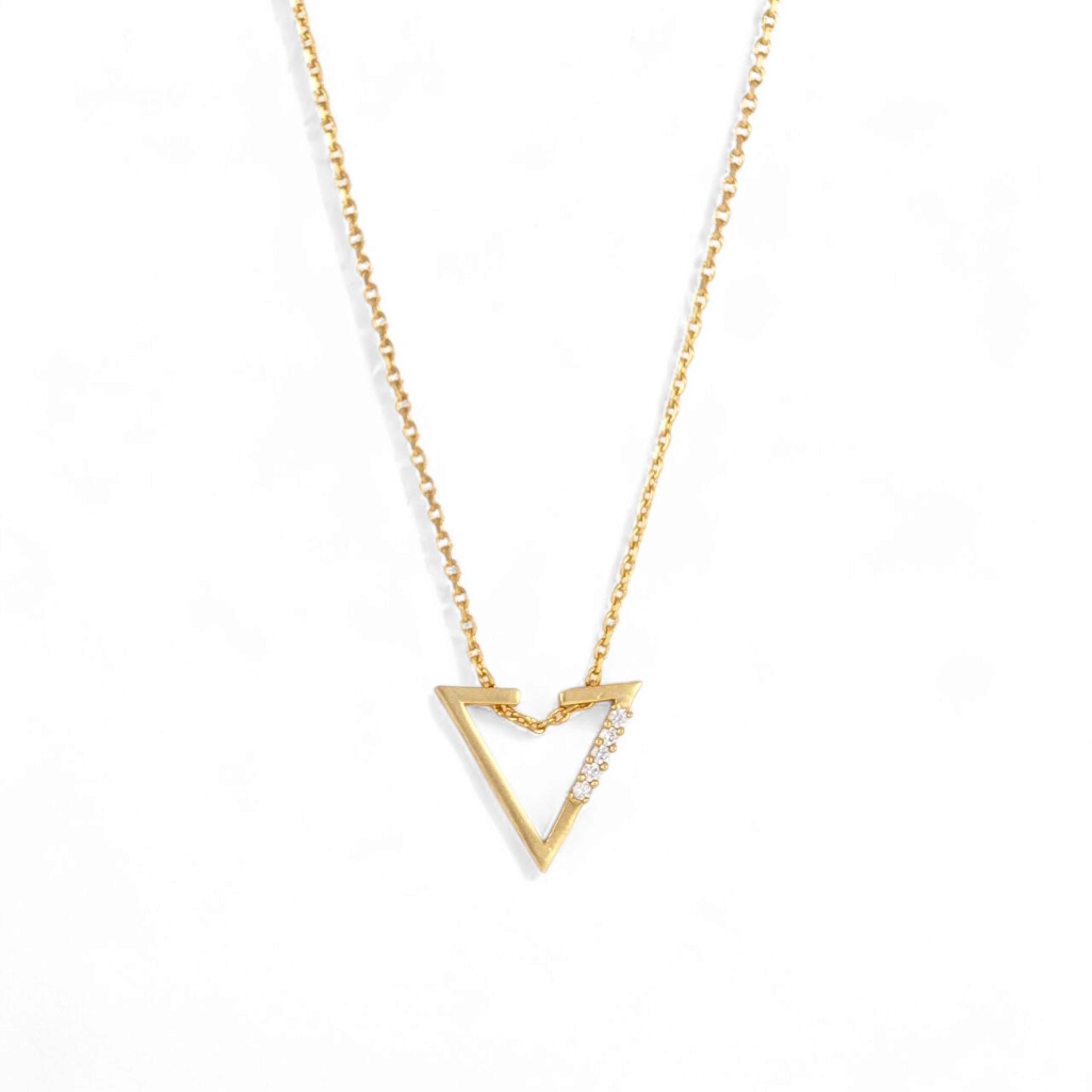Triangle Chevron Necklace 925 Sterling Silver Yellow gold