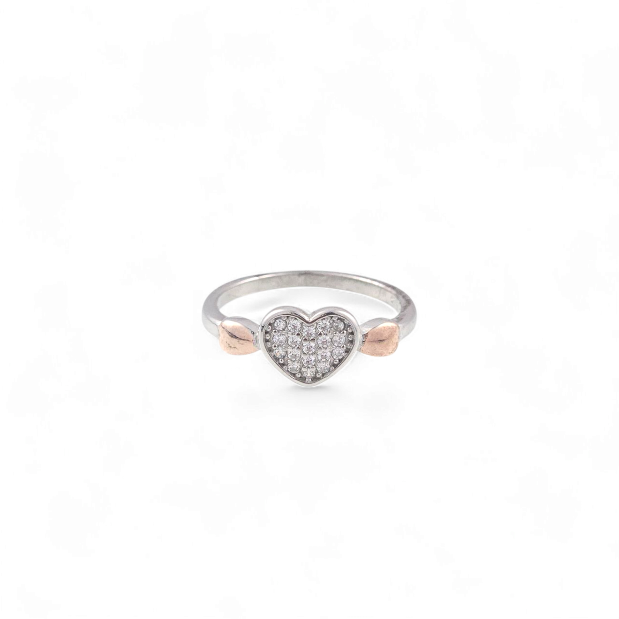 925 Silver Two Tone Heart Ring for Her