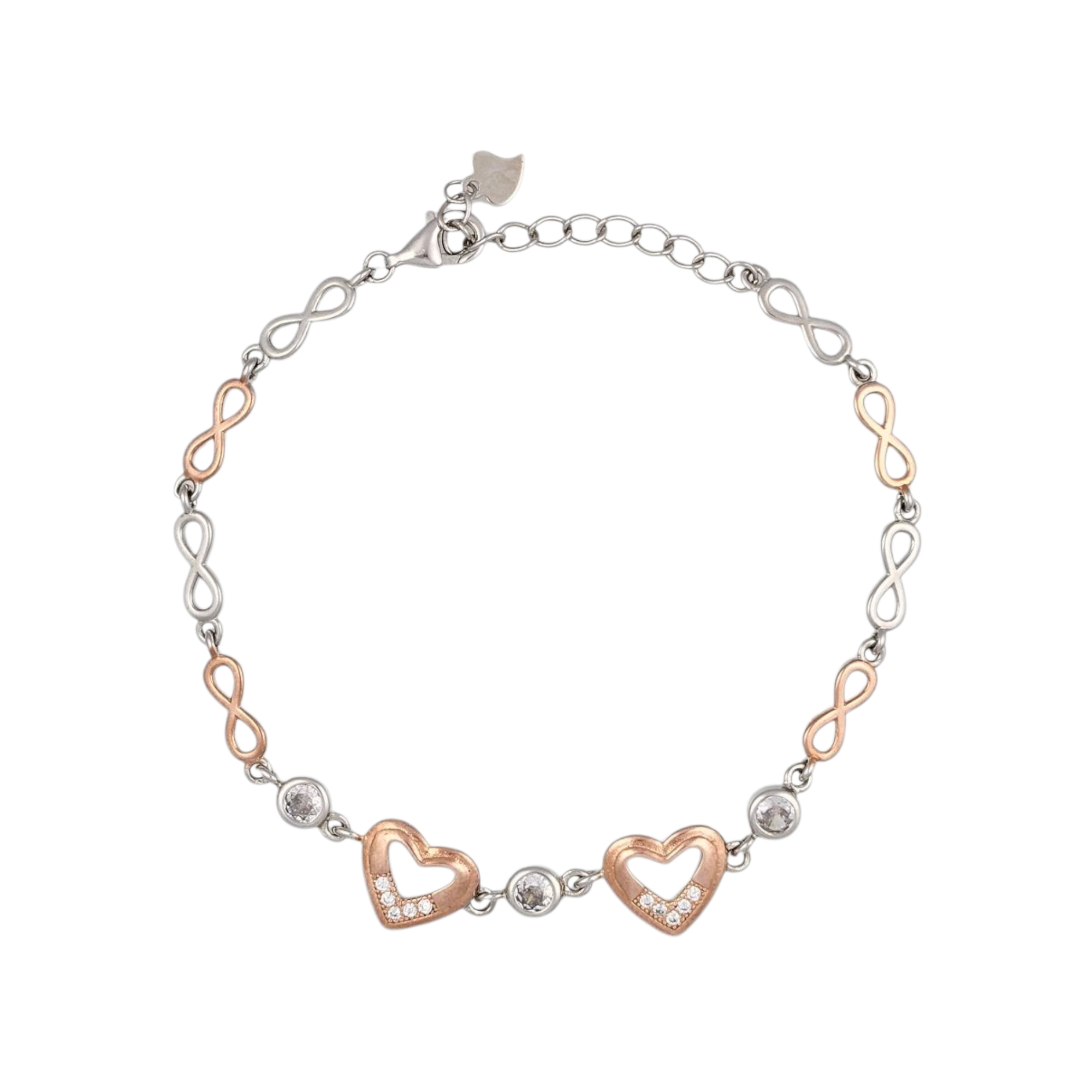 Silver Bunch Of Hearts Bracelete